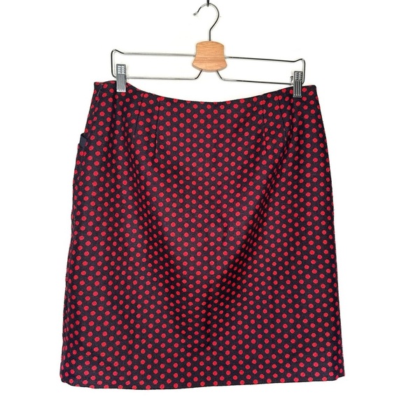 Talbots | Navy and Red Polka Dot Wool Pencil Skirt Size 12 - Picture 4 of 7